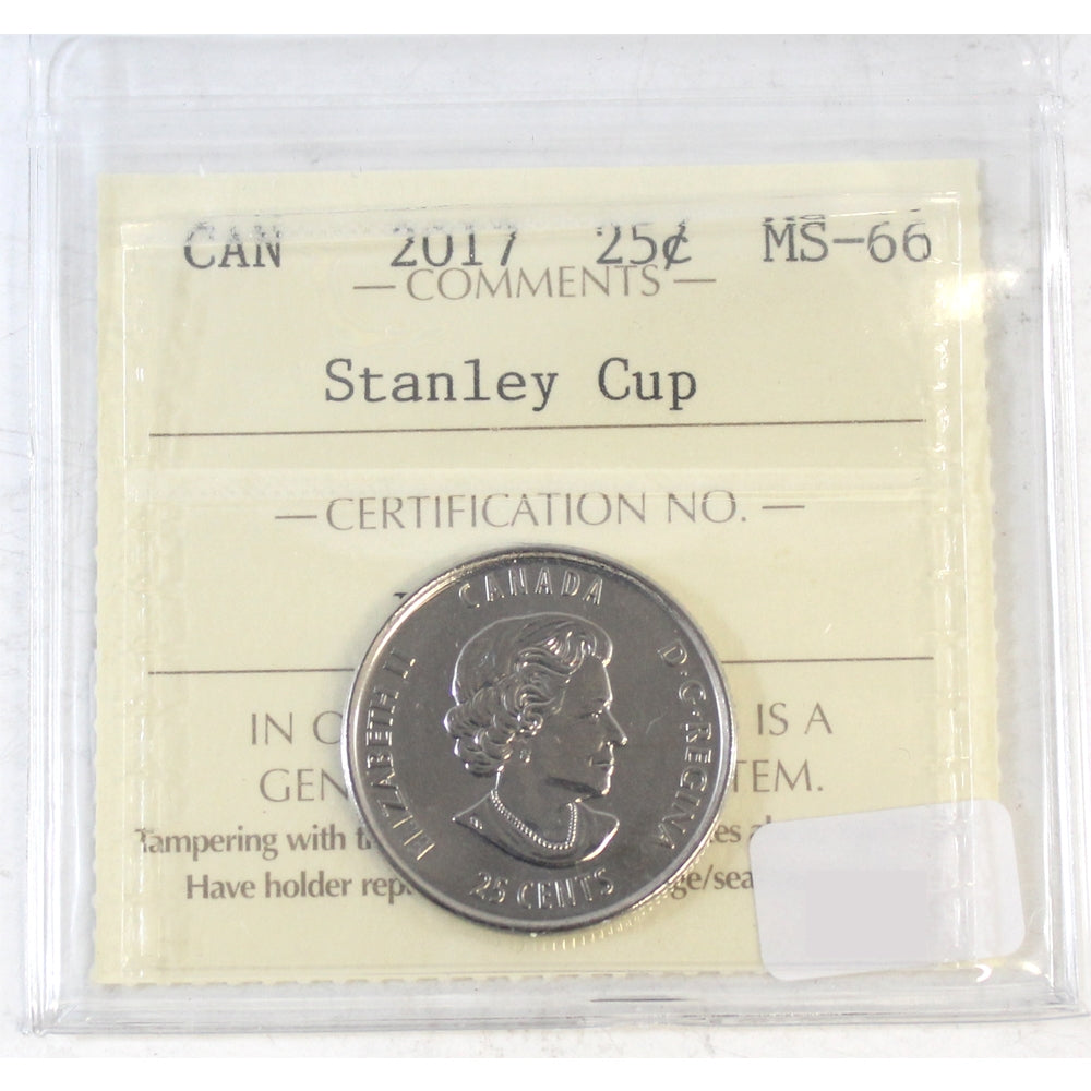 2017 Stanley Cup Canada 25-cents ICCS Certified MS66