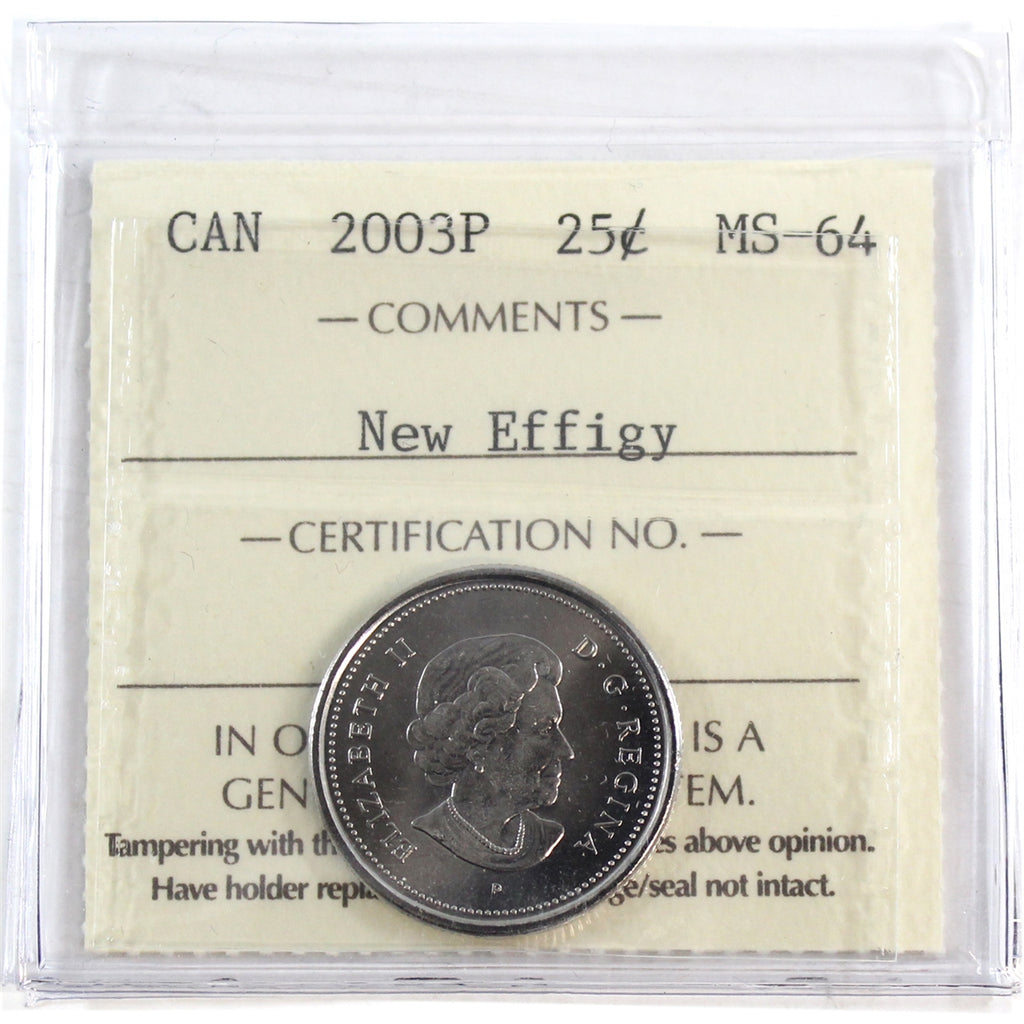 2003P New Effigy Canada 25-cents ICCS Certified MS64