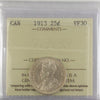 1913 Canada 25-cents ICCS Certified VF30