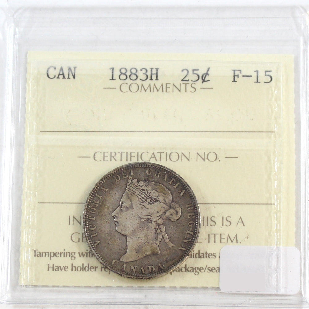 1883H Canada 25-cents ICCS Certified F15