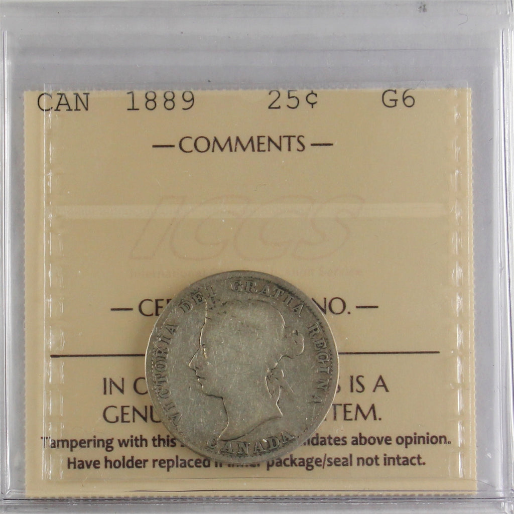 1889 Canada 25-cents ICCS Certified G6