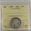 1894 Canada 25-cents ICCS Certified G6
