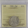 1908 Canada 25-cents ICCS Certified F15