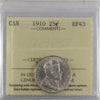 1910 Canada 25-cents ICCS Certified EF45