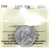 1920 Canada 25-cents ICCS Certified EF40