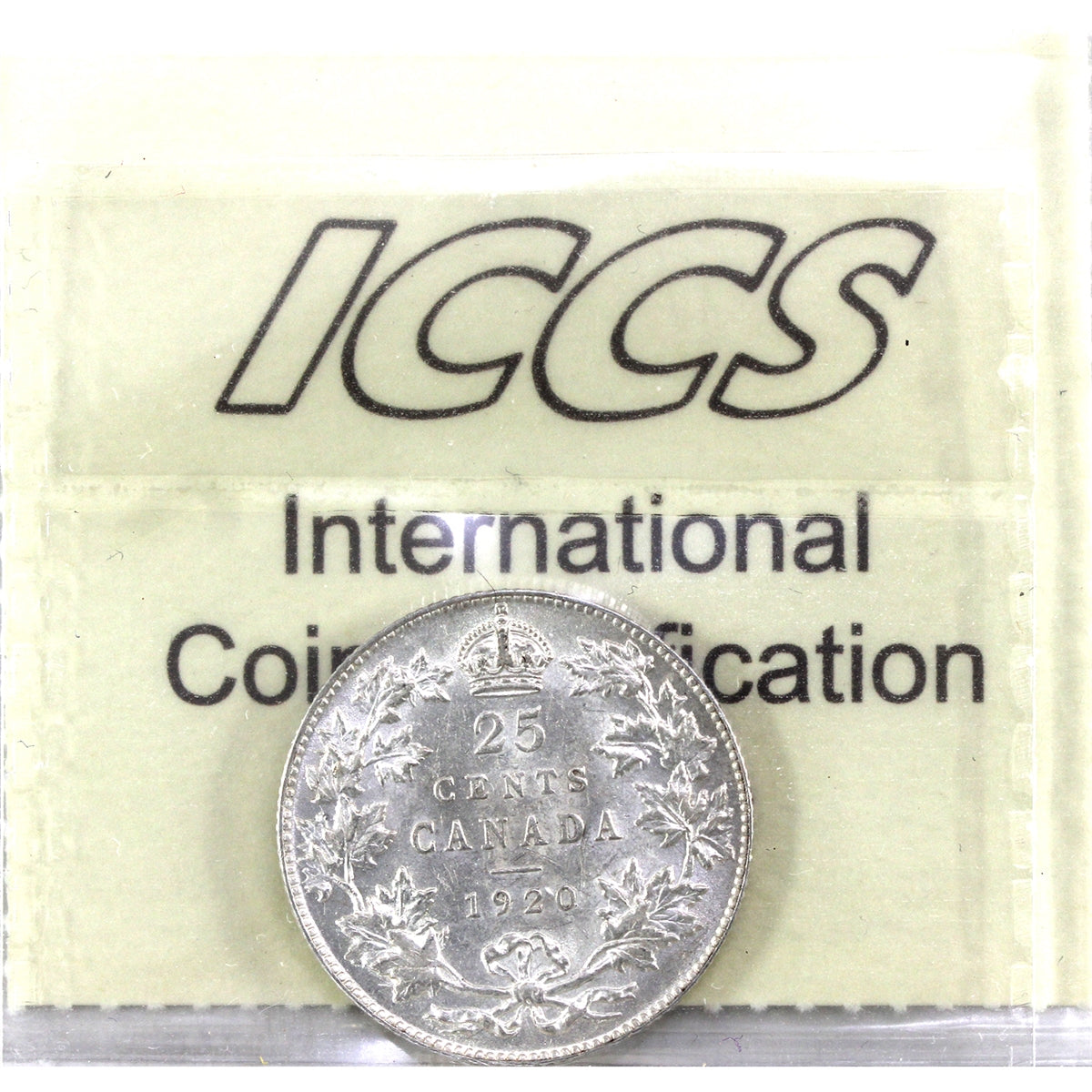 1920 Canada 25-cents ICCS Certified EF40