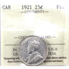 1921 Canada 25-cents ICCS Certified F12