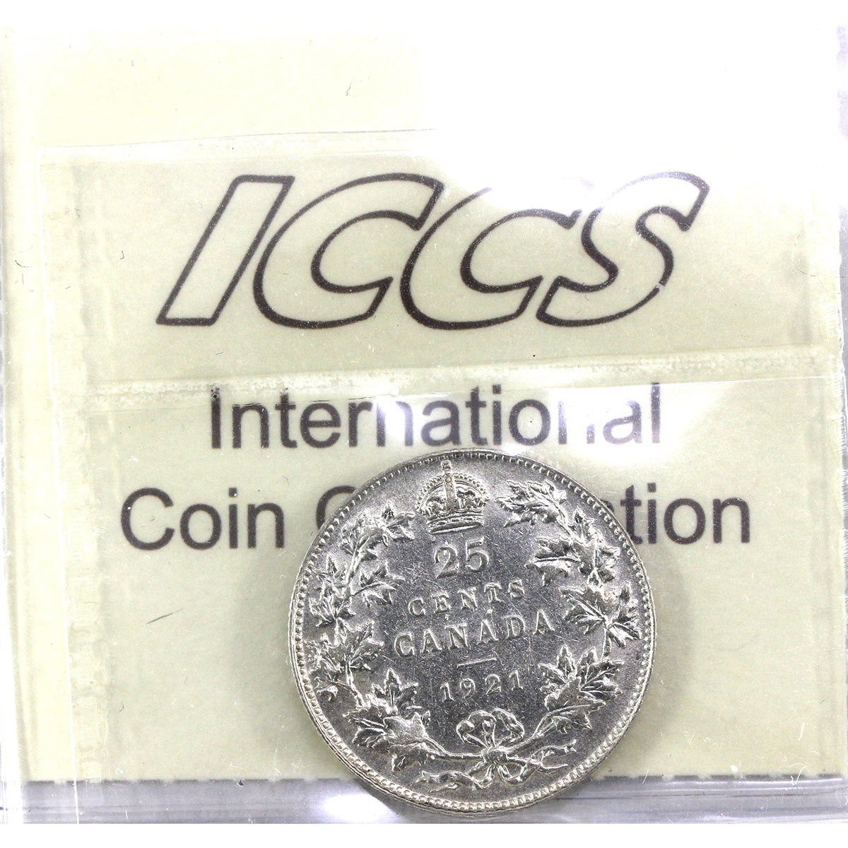 1921 Canada 25-cents ICCS Certified F12