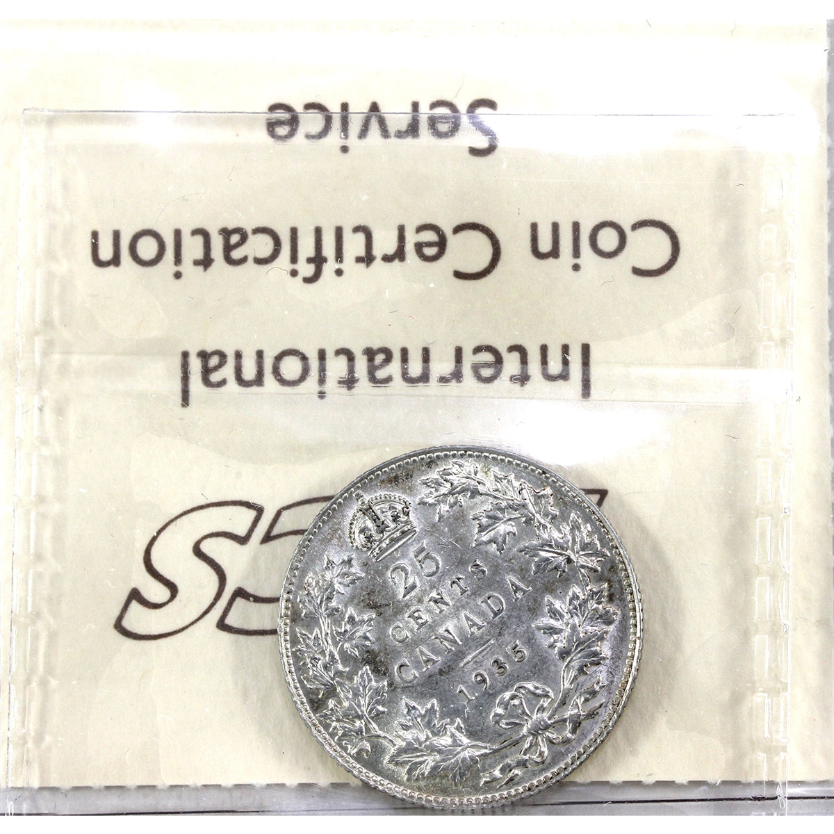 1935 Canada 25-cents ICCS Certified AU50
