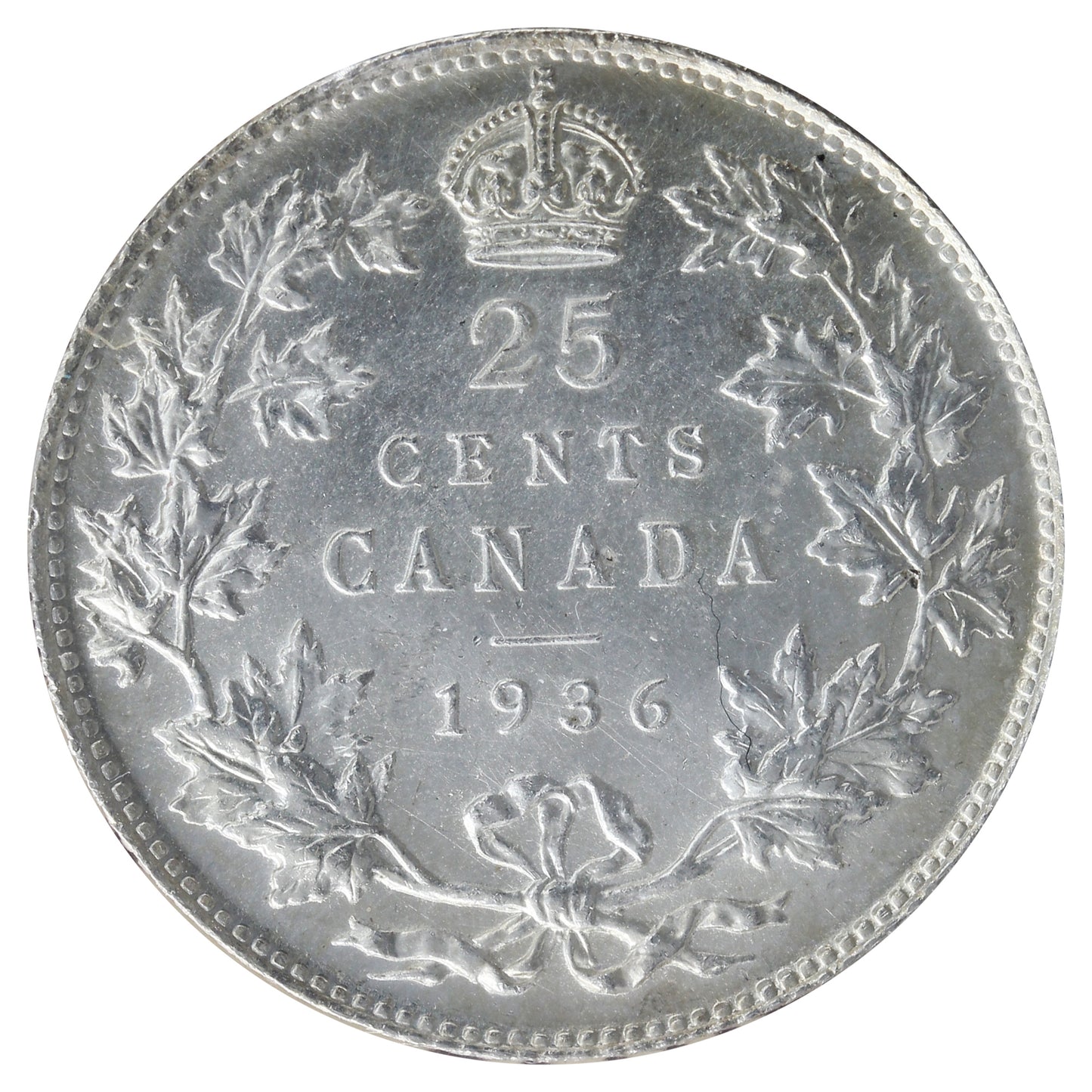 1936 Canada 25-cents ICCS Certified MS64 (XXR 605)