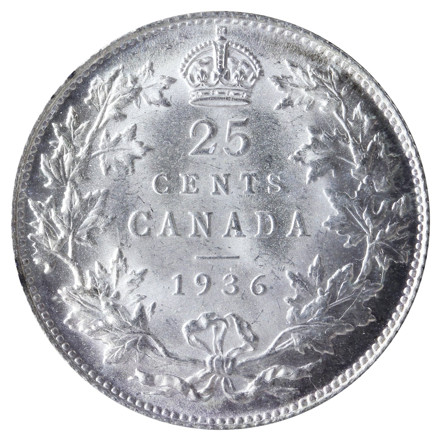 1936 Bar Canada 25-cents ICCS Certified MS63 (XWZ 473)