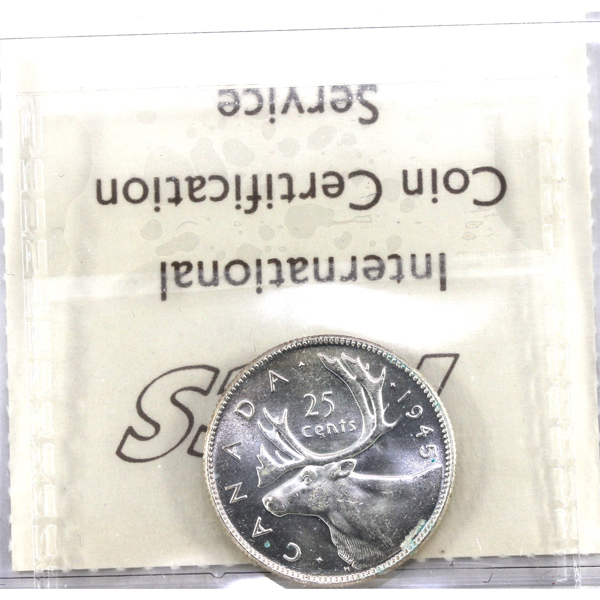 1945 Canada 25-cents ICCS Certified MS63 Cameo