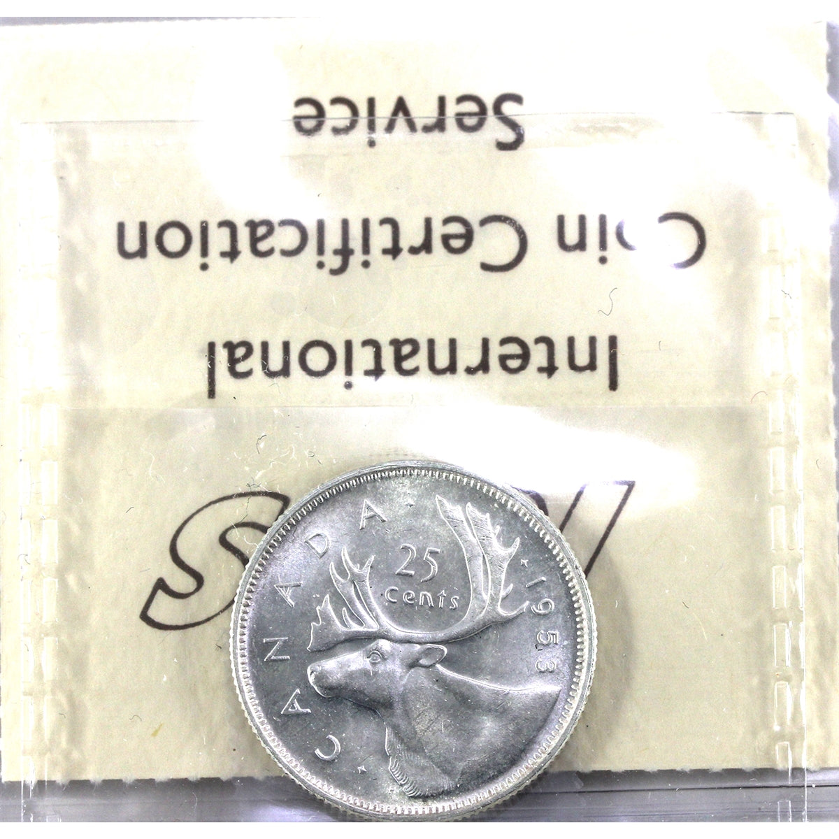 1953 Small Date Canada 25-cents ICCS Certified MS63 Cameo