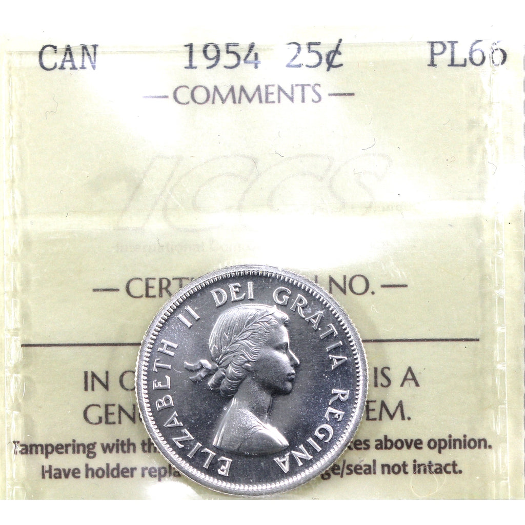 1954 Canada 25-cents ICCS Certified PL66