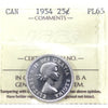 1954 Canada 25-cents ICCS Certified PL-65