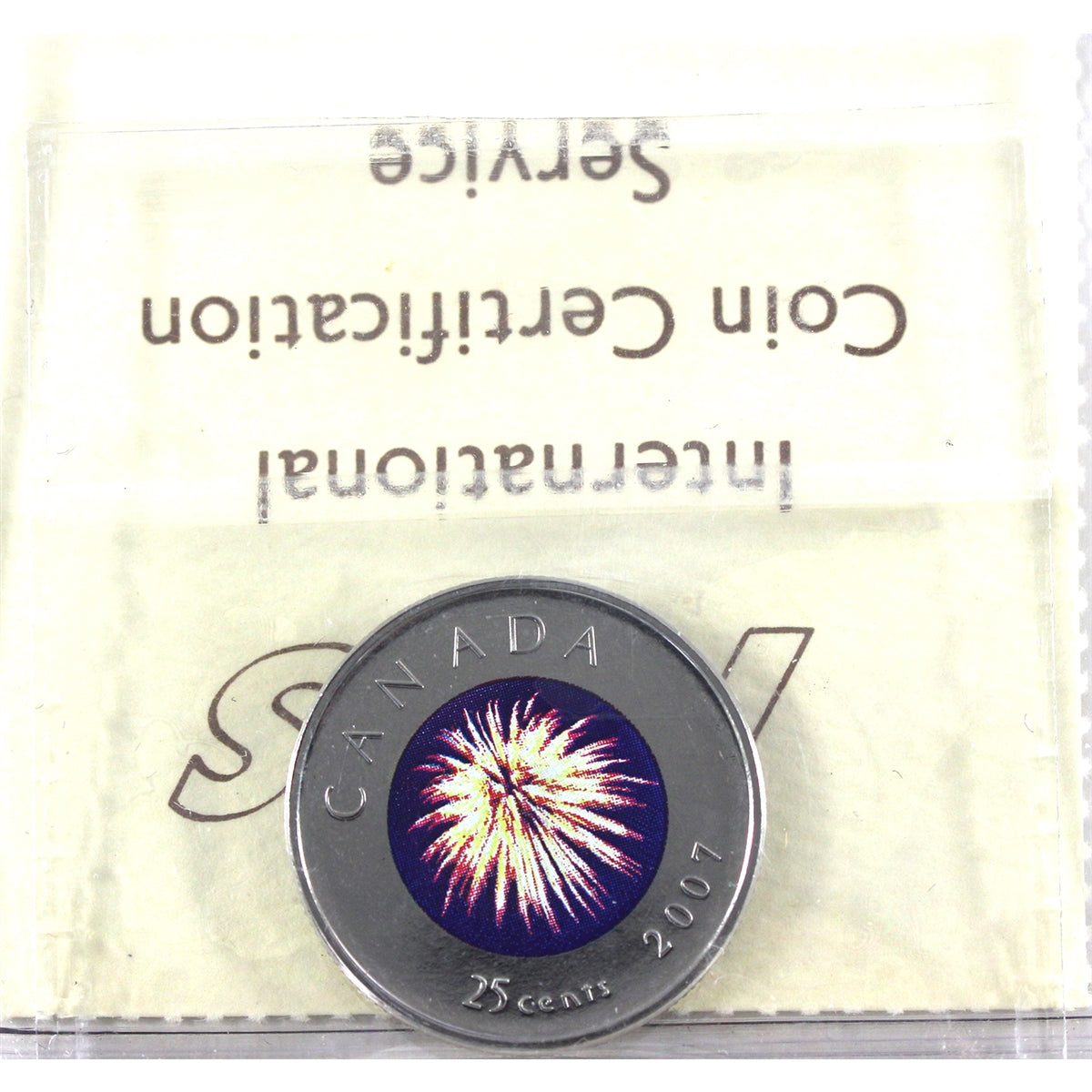 2007 Fireworks Canada 25-cents ICCS Certified MS67 Numismatic BU