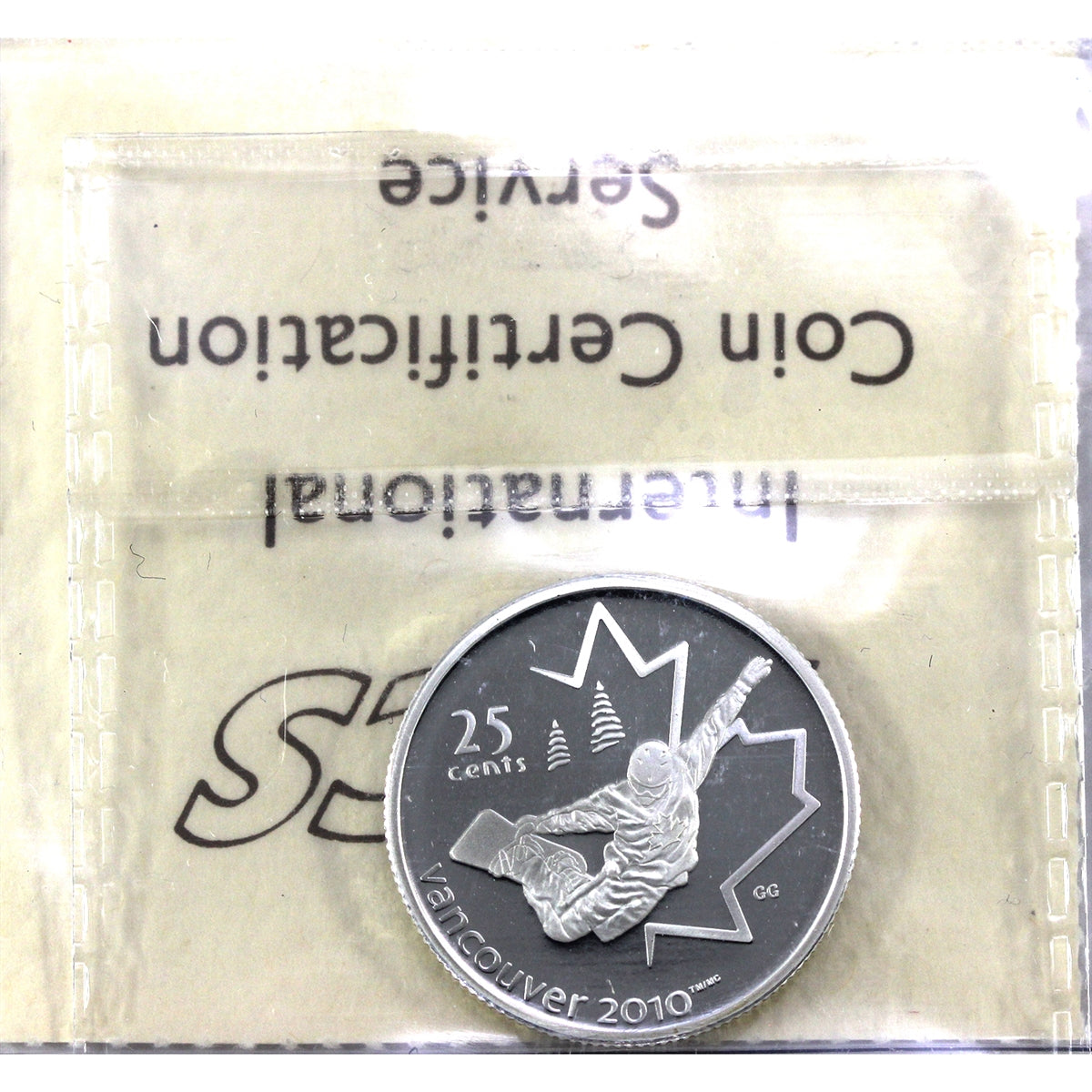 2008 Snowboarding Canada Silver 25-cents ICCS Certified PF-67 Ultra Heavy Cameo