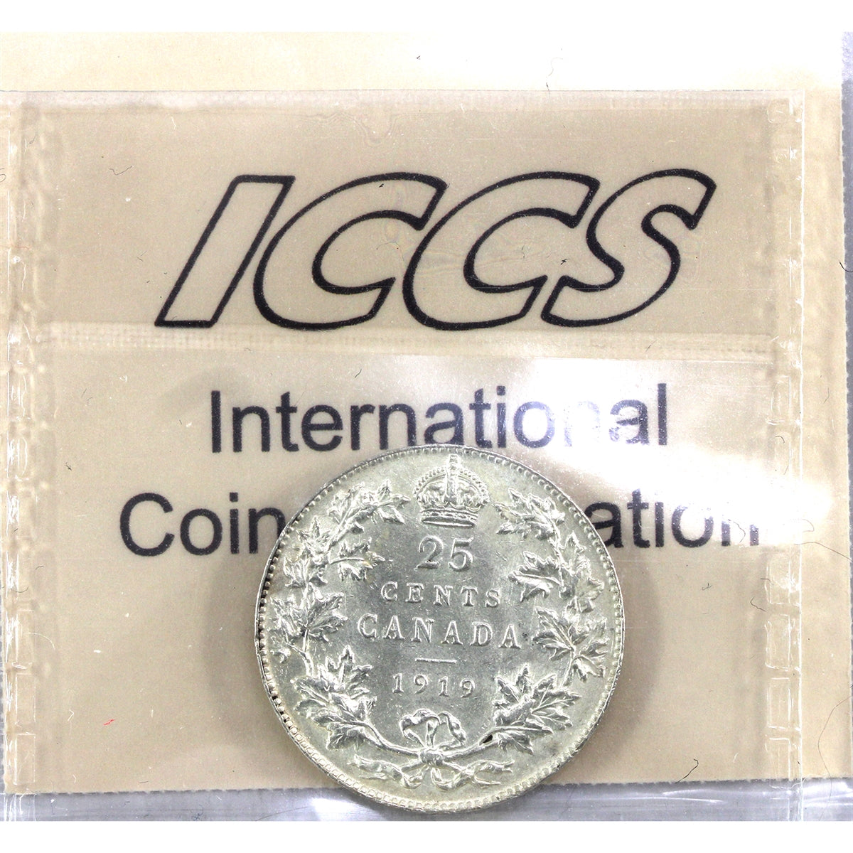1919 Canada 25-cents ICCS Certified AU-58