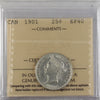 1901 Canada 25-cents ICCS Certified EF40