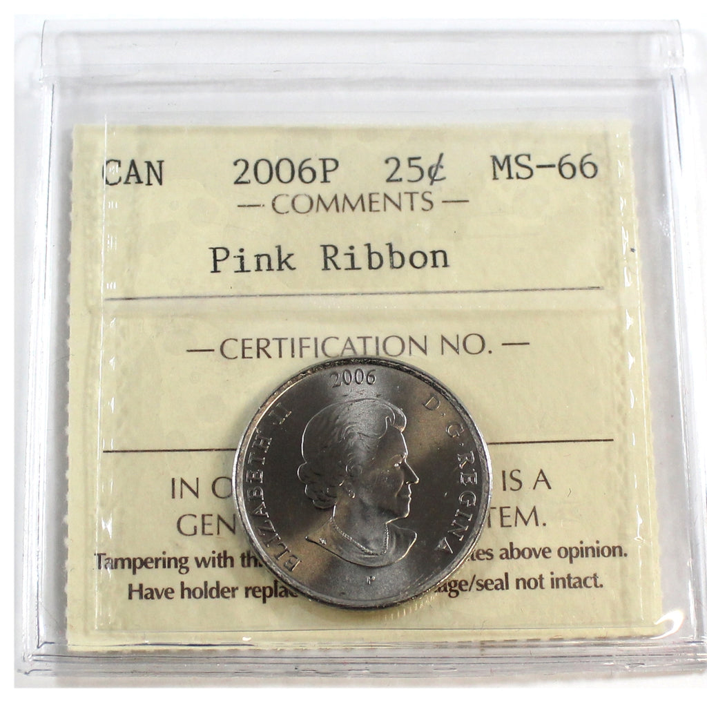 2006P Pink Ribbon Canada 25-cents ICCS Certified MS66