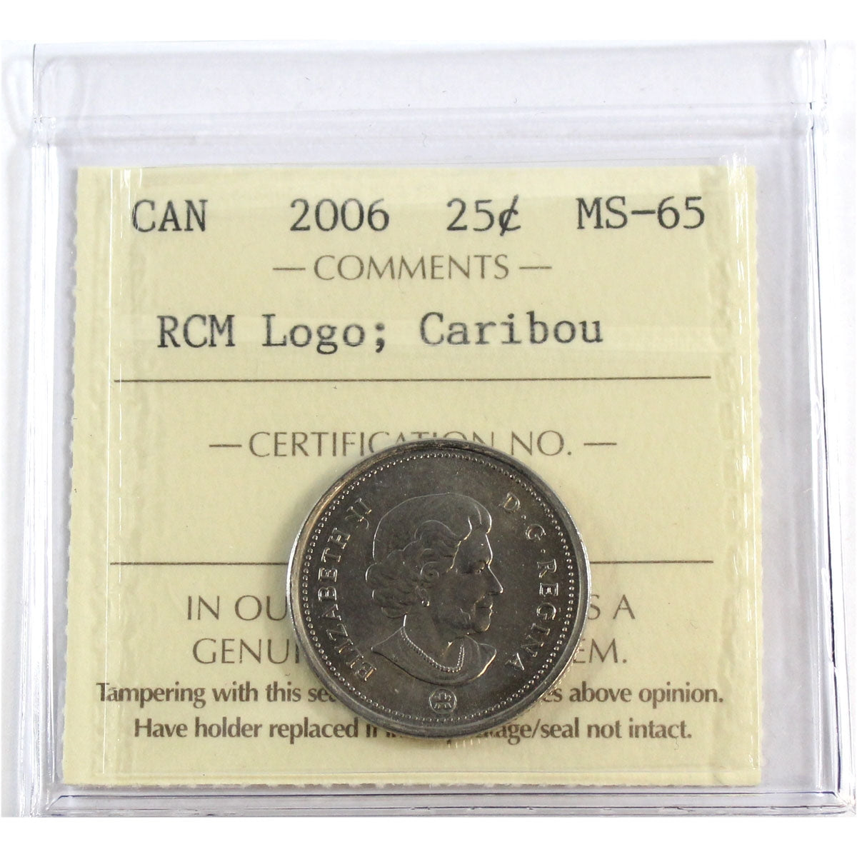 2006 RCM Logo Canada 25-cents ICCS Certified MS65