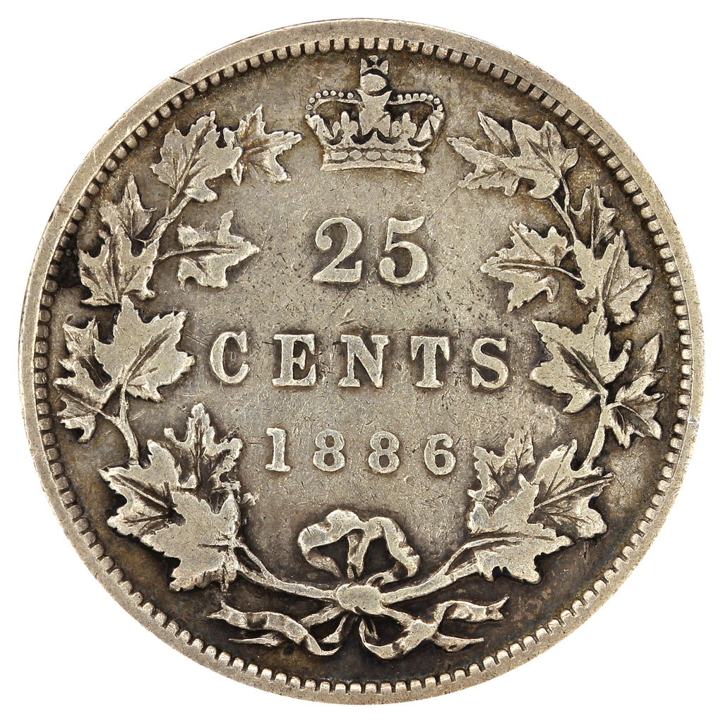 1886 6/3 Obv. 5 LBE Canada 25-cents VG-F (VG10) $
