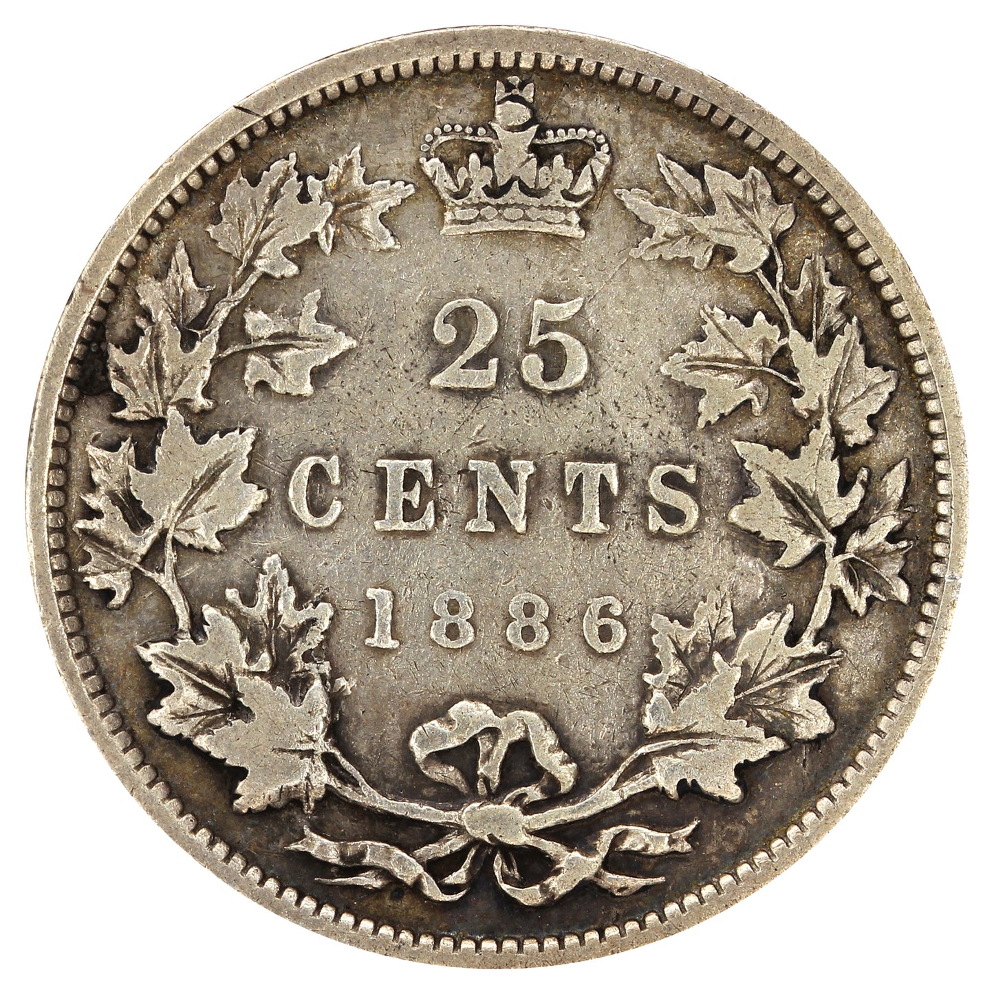 1886 6/3 Obv. 5 LBE Canada 25-cents VG-F (VG10) $