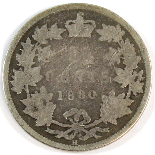 1880H Narrow 0 Over Wide 0 Canada 25-cents About Good (AG3) $