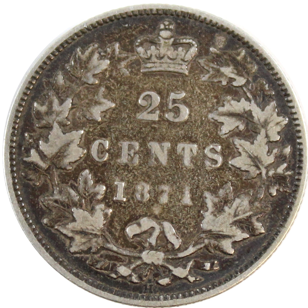 1871 Obv. 2 Canada 25-cents F-VF (F15) $