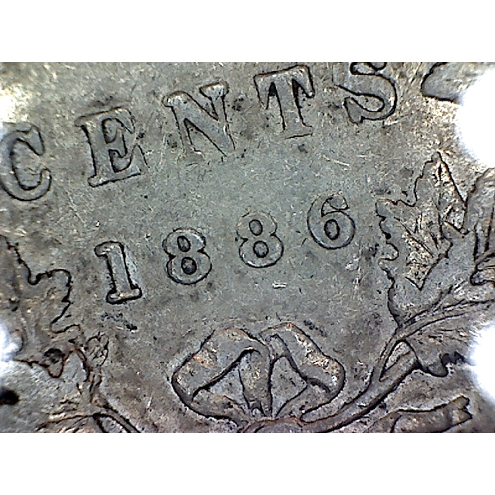 1886 Normal 6 Obv. 2 SBE Canada 25-cents Very Fine (VF20) $