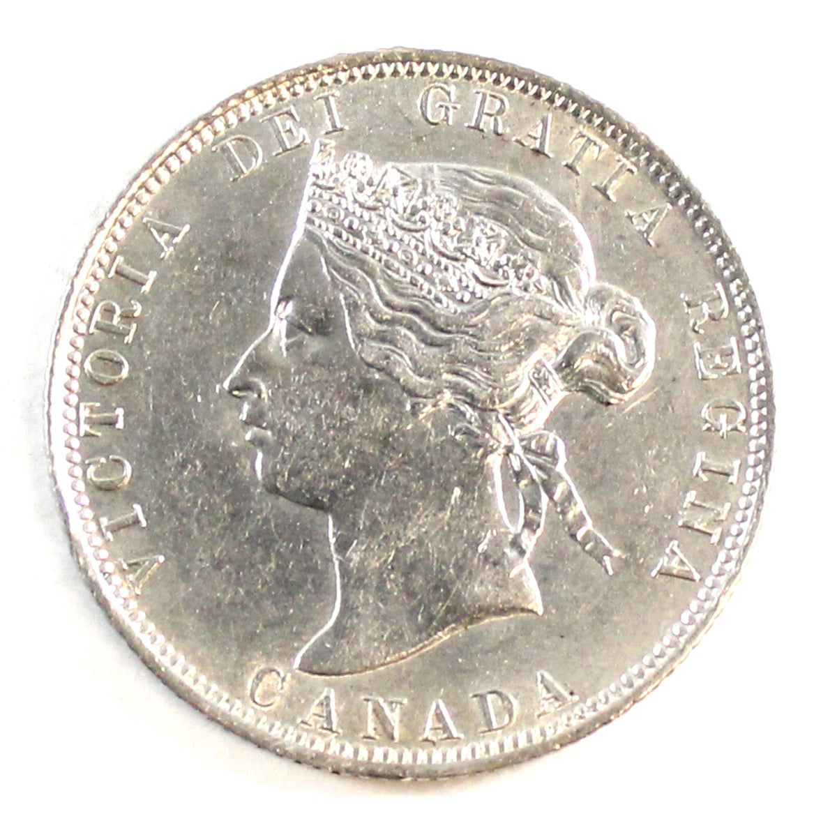 1872H 7 Over 7 Canada 25-cents Almost Uncirculated (AU50) $