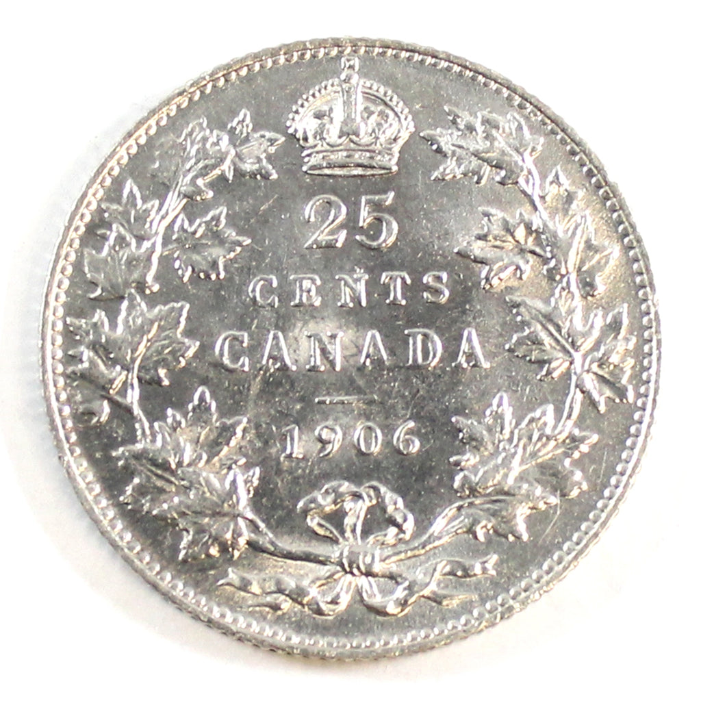 1906 Canada 25-cents Almost Uncirculated (AU50) $