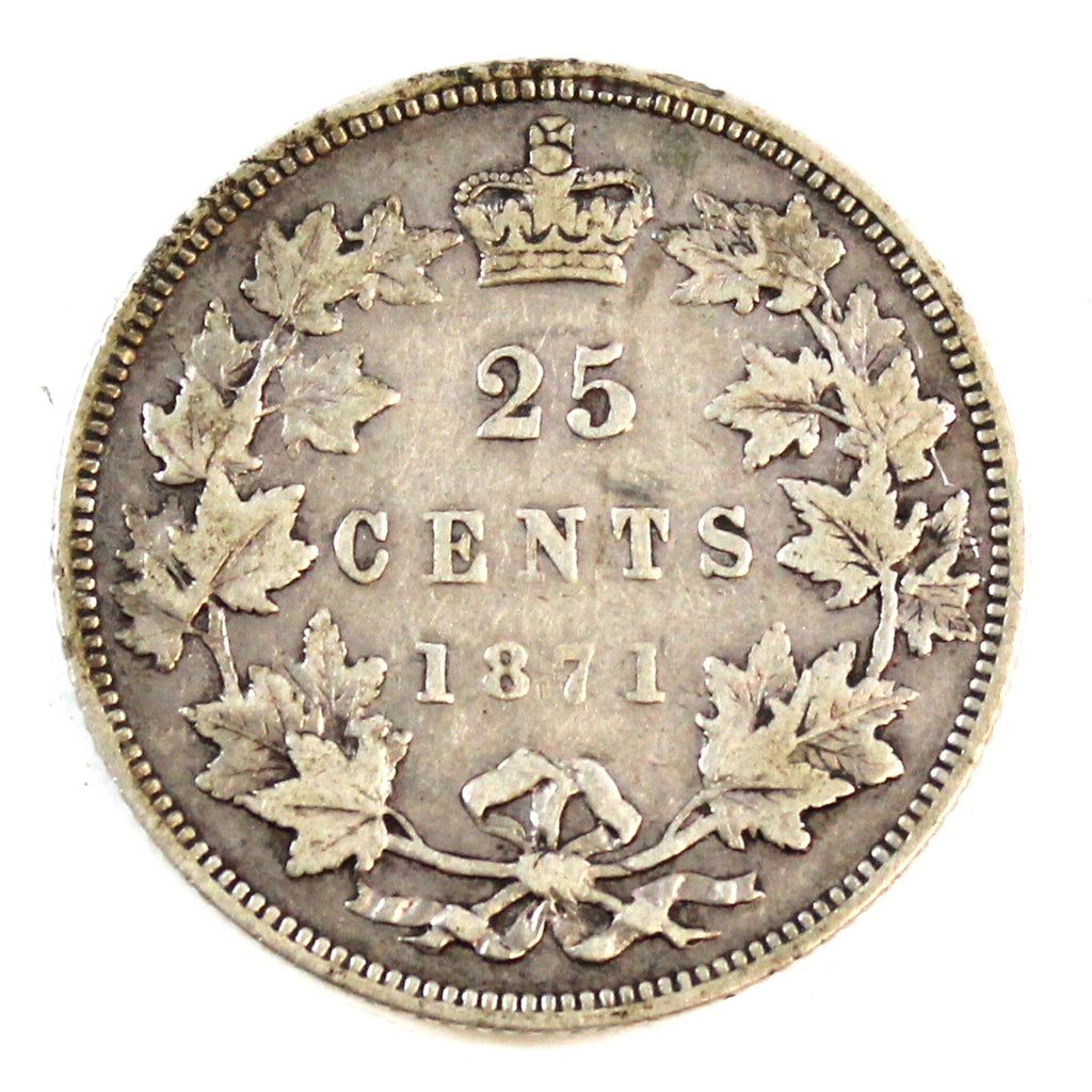 1871 Obv. 1 Canada 25-cents F-VF (F15) $