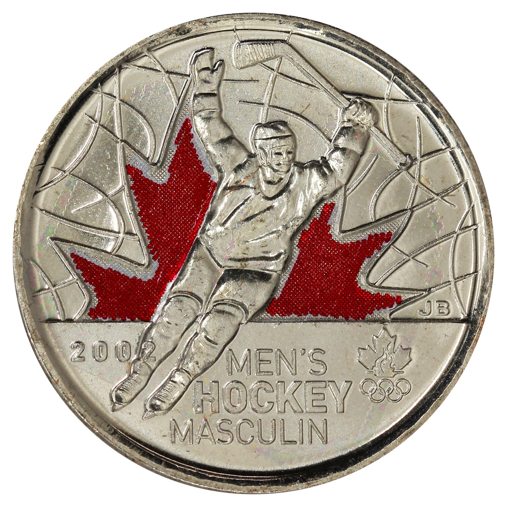 2009 Coloured Men's Hockey (Raised 2) Canada 25-cents Circulated