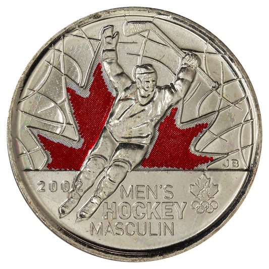 2009 Coloured Men's Hockey (Raised 2) Canada 25-cents Circulated