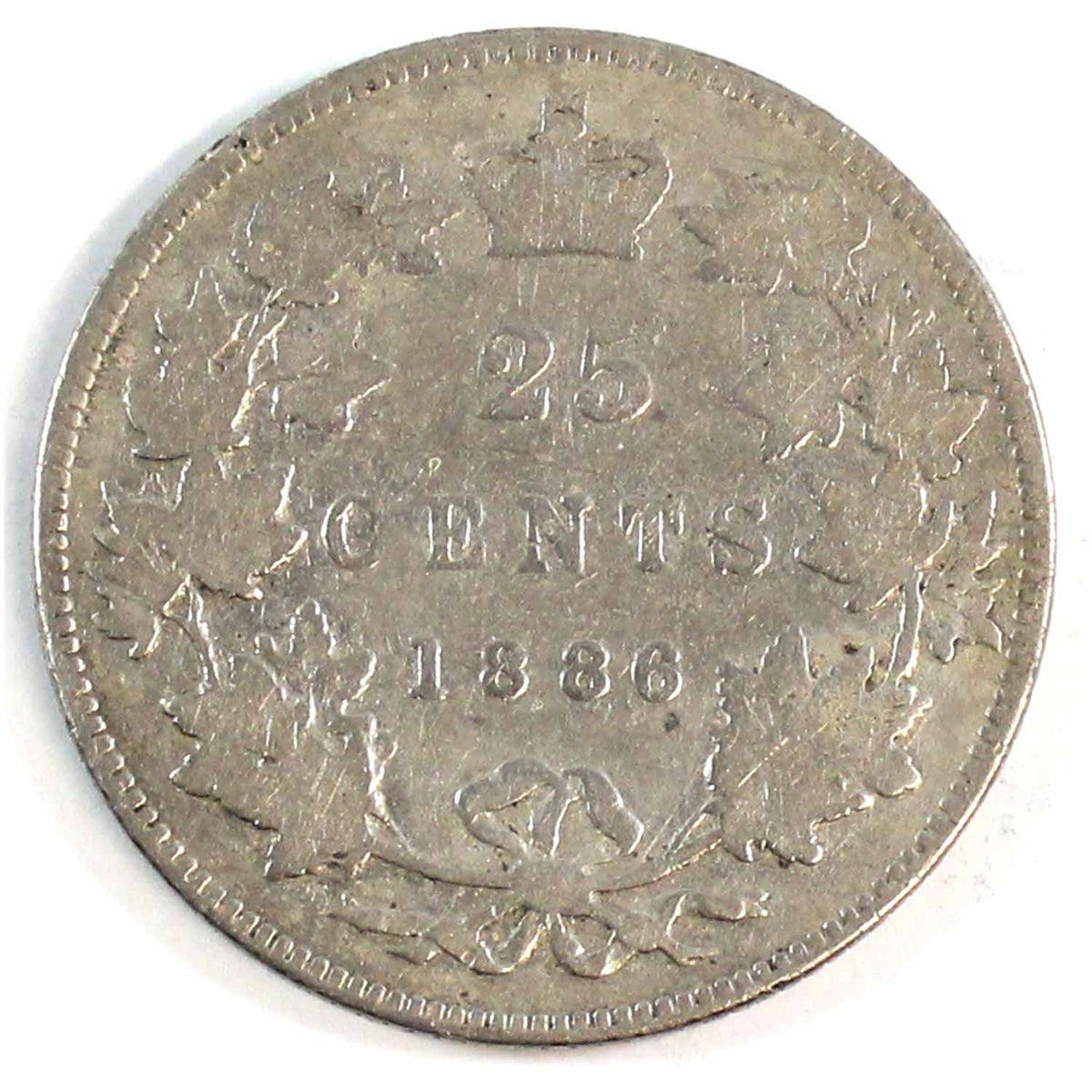 1886 Normal 6 Obv. 5 SBE Canada 25-cents Very Good (VG8) $