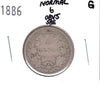1886 Normal 6 Obv. 5 SBE Canada 25-cents Good (G4)