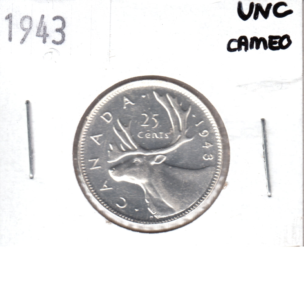1943 Canada 25-cents Uncirculated Cameo (MS60)