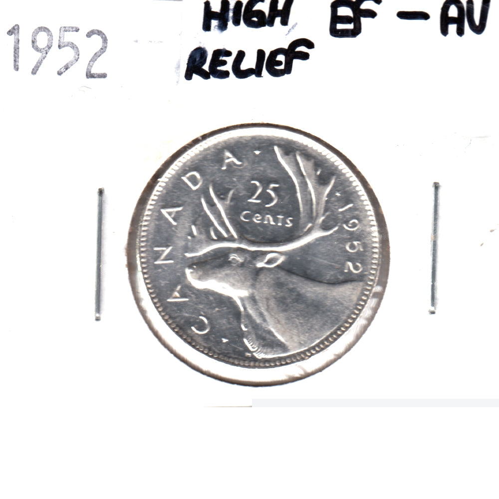 1952 High Relief Canada 25-cents EF-AU (EF45)