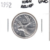 1952 High Relief Canada 25-cents Uncirculated (MS60)