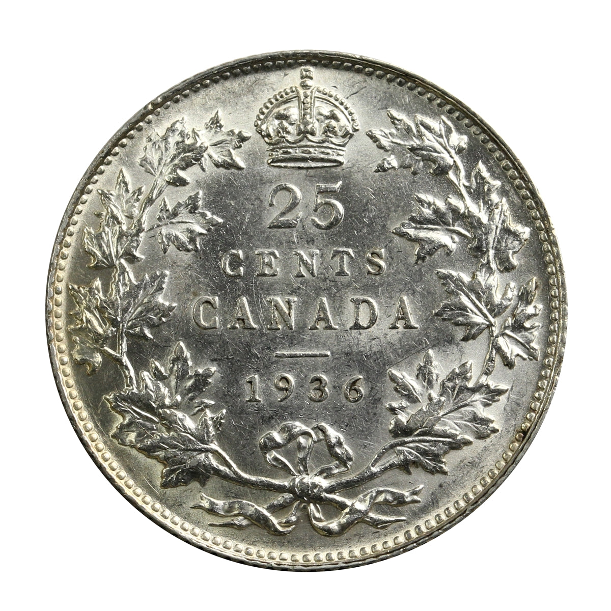 1936 Canada 25-cents AU-UNC (AU55) $