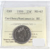1999 Caribou Canada 25-cents ICCS Certified MS67 NBU
