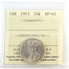 1913 Canada 25-cents ICCS Certified EF45
