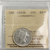 1883H Canada 25-cents ICCS Certified EF40