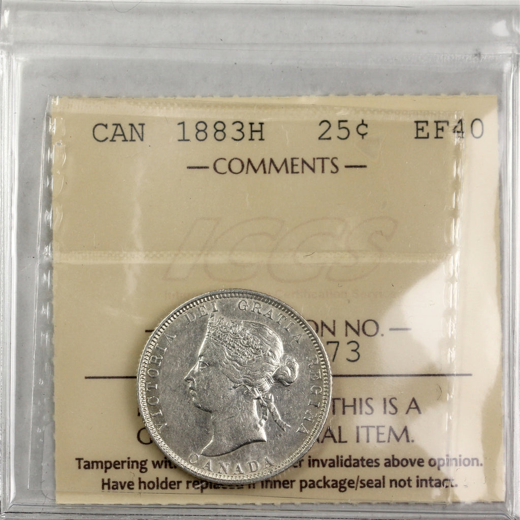 1883H Canada 25-cents ICCS Certified EF40