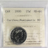 2000 Caribou Canada 25-cents ICCS Certified MS66 Numismatic BU