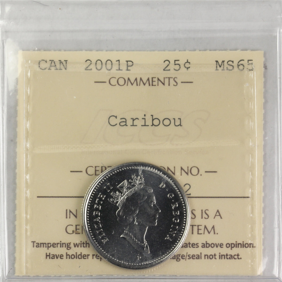 2002P Canada Day 25-cents ICCS Certified MS64