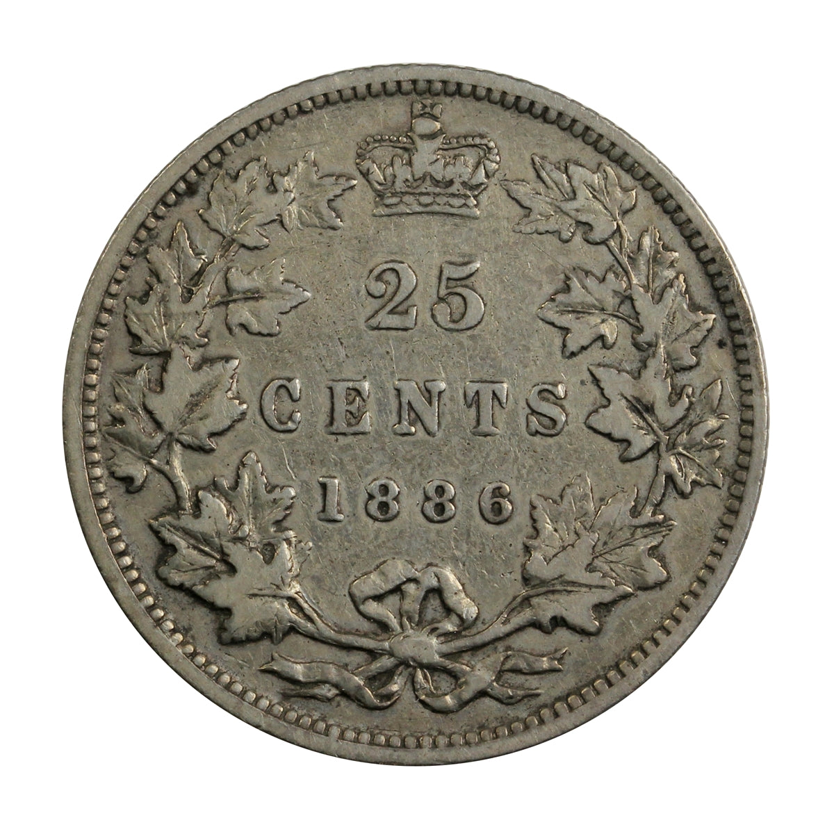 1886 6/3, Obv. 5, LBE Canada 25-cents Fine (F12) $