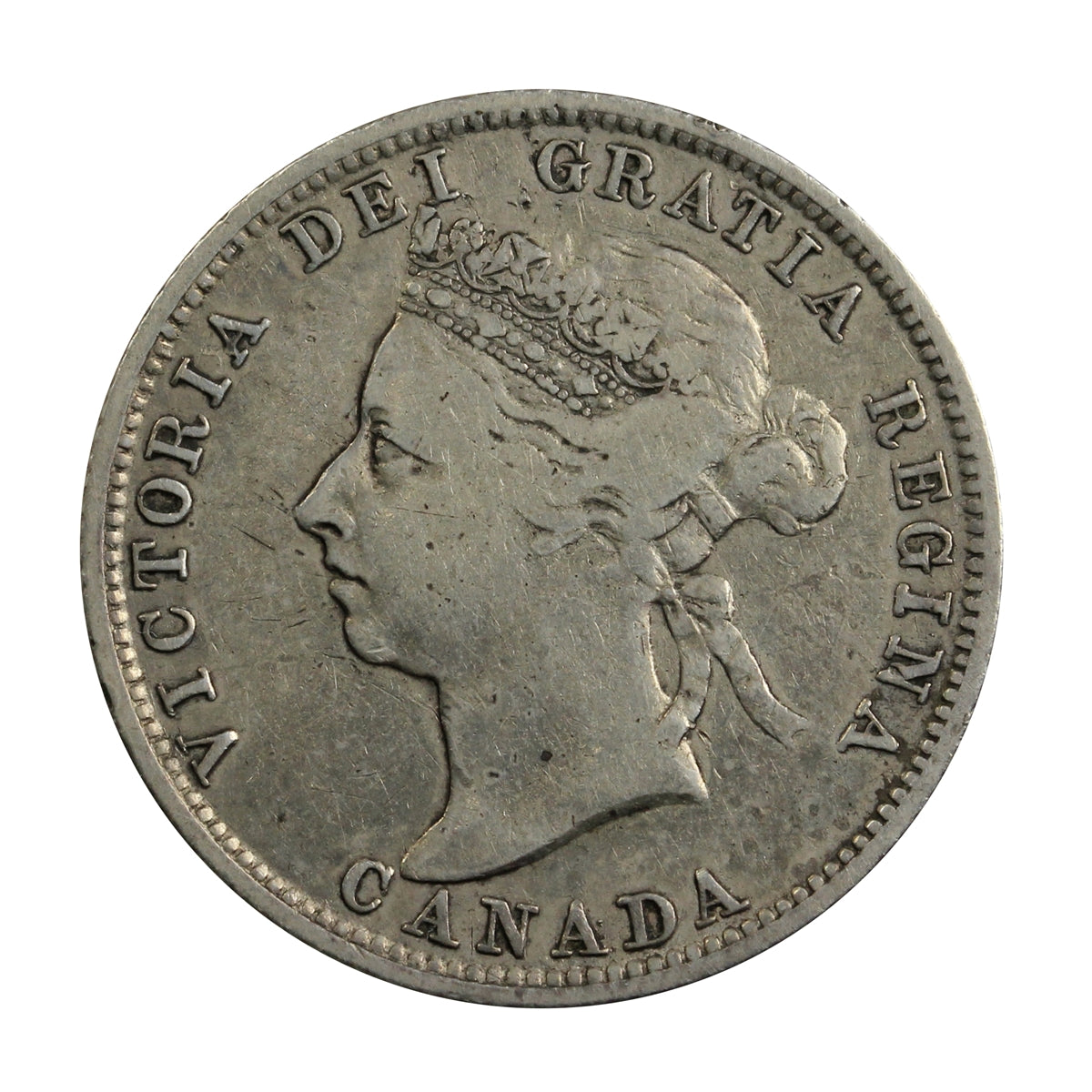 1886 6/3, Obv. 5, LBE Canada 25-cents Fine (F12) $