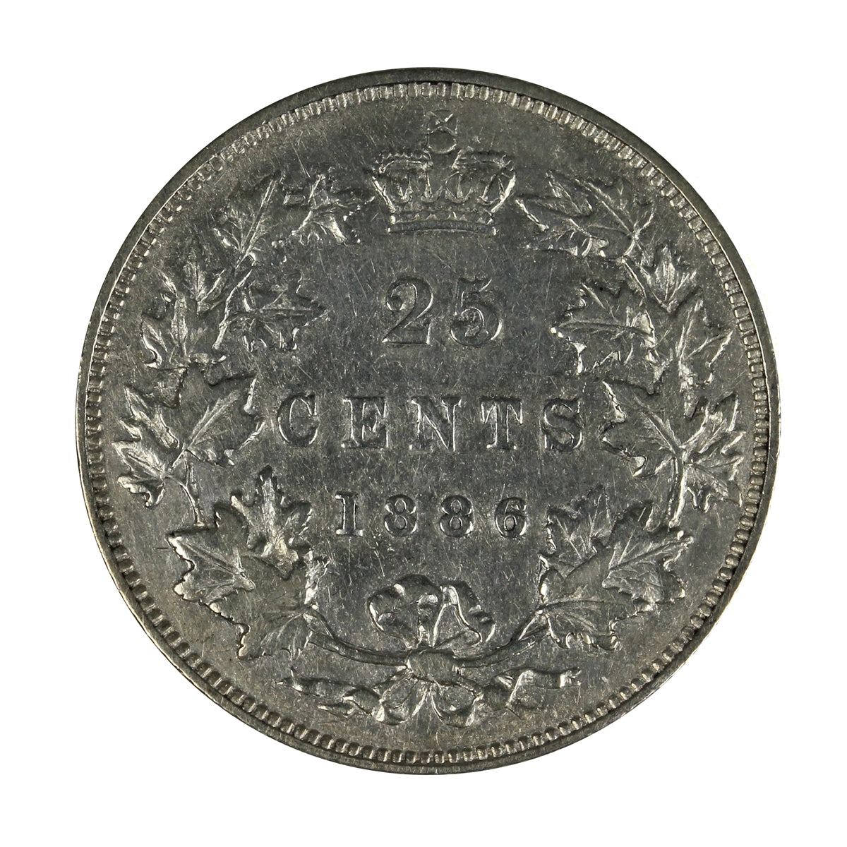 1886 Normal 6 Obv. 4 SBE Canada 25-cents F-VF (F15) $